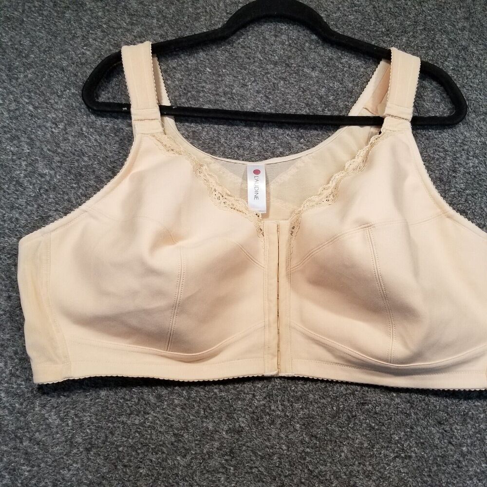 Laudine Womens 48DD Front Closure Nursing Bra Beige Wire Free Back Support